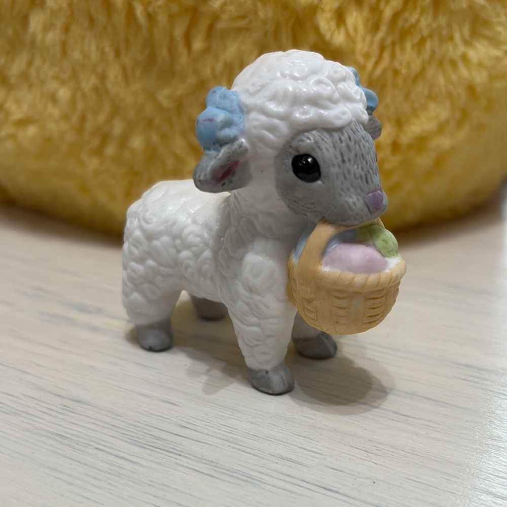 Cute Lamb Figurine with Basket